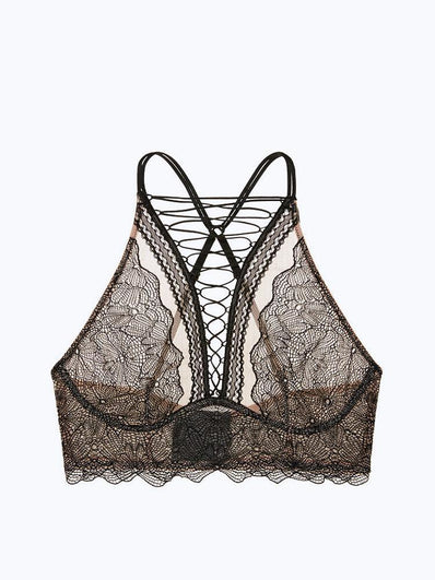 Lace-up High-neck Bra